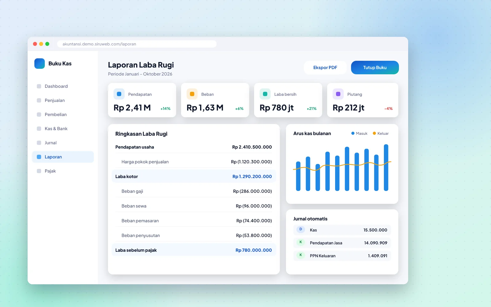 Contoh tampilan Aplikasi Akuntansi